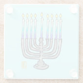 Whimsical Fully Lit Menorah Giftable Glass Unterse Glasuntersetzer (Rückseite)