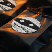 Whimsical Fun Black & White Mummy Happy Halloween Runder Aufkleber