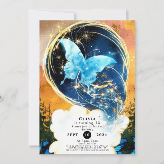 Whimsical Fun Butterfly Geburtstag Einladung (Vorderseite)