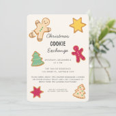 Whimsical Fun Christmas Cookie Exchange Party Einladung (Stehend Vorderseite)