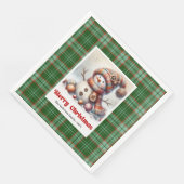 Whimsical Fun Christmas Snowman Editable Napkins Serviette (Ecke)