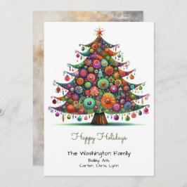 Whimsical Fun Christmas Tree Illustration Happy Feiertagskarte
