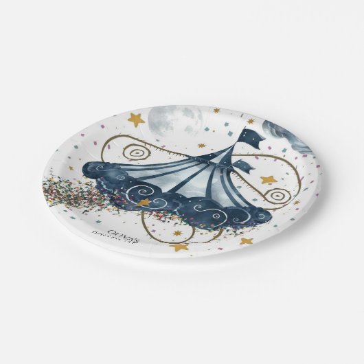 Whimsical Fun Circus Geburtstag Pappteller (Schrägansicht)