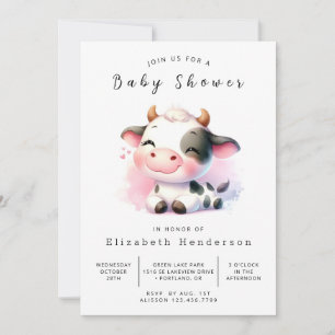 Whimsical Fun Cow Baby Dusche Einladung