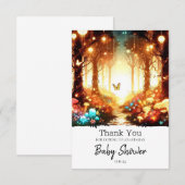 Whimsical Fun Enchanted Forest Baby Shower Dankeskarte (Vorne/Hinten)