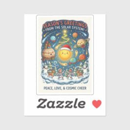 Whimsical Fun filled Solar System Christmas Party Aufkleber