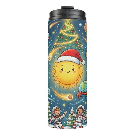 Whimsical Fun filled Solar System Christmas Party Thermosbecher (Vorderseite)