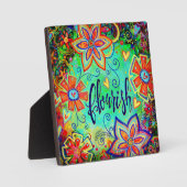 Whimsical Fun Floral BoHo Blüh Easel Fotoplatte (Vorderseite)