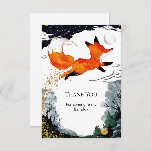 Whimsical Fun Fox Geburtstag Dankeskarte (Vorne/Hinten)