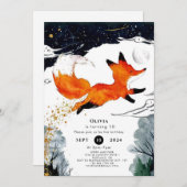 Whimsical Fun Fox Geburtstag Einladung (Vorne/Hinten)