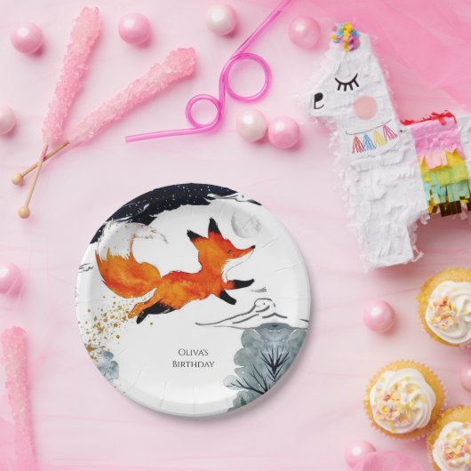 Whimsical Fun Fox Geburtstag Pappteller (Party)