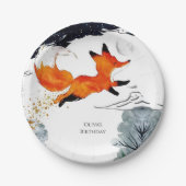 Whimsical Fun Fox Geburtstag Pappteller (Vorderseite)