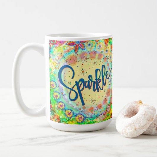 Whimsical Fun Girly Niedlich Sparkle Inspirierend Kaffeetasse (Mit Donut)