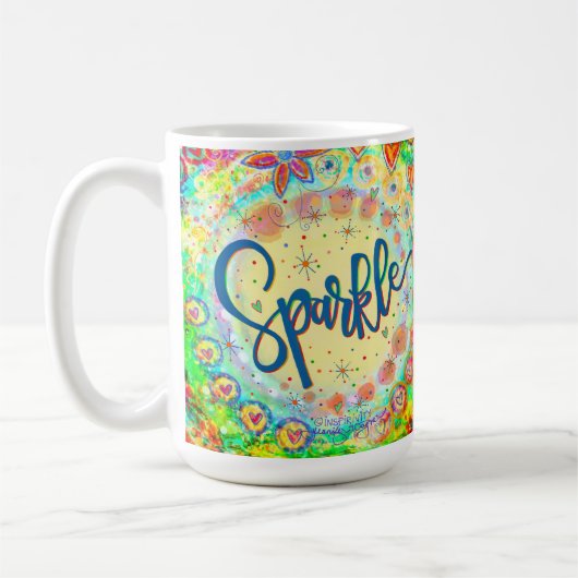 Whimsical Fun Girly Niedlich Sparkle Inspirierend Kaffeetasse (Links)