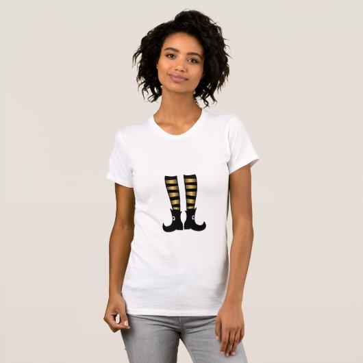 Whimsical Fun Gold und Black Hexen Legs T-Shirt (Vorne ganz)