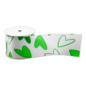 Whimsical Fun Green Heart Muster Satinband (Spule)