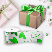 Whimsical Fun Green Heart Muster Satinband