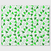 Whimsical Fun Green Hearts Muster Geschenkpapier (Flach)