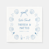 Whimsical Fun Hand Drawn Nautical Coastal Hochzeit Serviette (Vorderseite)