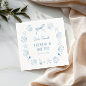 Whimsical Fun Hand Drawn Nautical Coastal Hochzeit Serviette