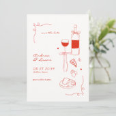 Whimsical Fun Hand Drawn Rahmen Weinpfeifen Hochze Save The Date (Stehend Vorderseite)