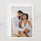 Whimsical Fun Hand Drawn Rahmen Weinpfeifen Hochze Save The Date (Rückseite)