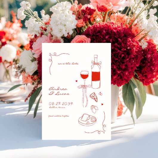 Whimsical Fun Hand Drawn Rahmen Weinpfeifen Hochze Save The Date