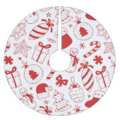 Whimsical, Fun Red & White Christmas Polyester Weihnachtsbaumdecke (Vorderseite)
