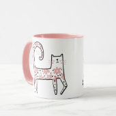 Whimsical Fun Rosa Florale Katze Think Pink Tasse (Vorderseite Links)
