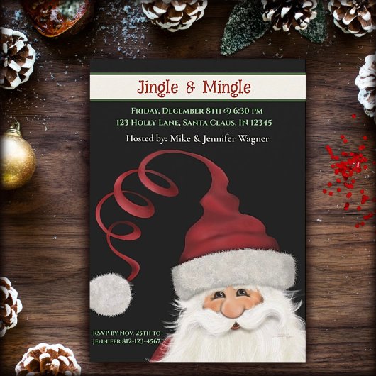 Whimsical Fun Santa Custom Red Green Weihnachten Einladung
