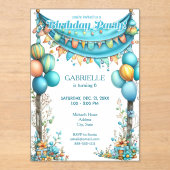 Whimsical Fun Teal Birthday  Acryleinladungen (Vorderseite)
