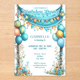 Whimsical Fun Teal Birthday  Acryleinladungen