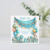 Whimsical Fun Teal Birthday Dankeskarte (Stehend Vorderseite)