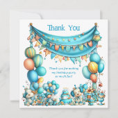 Whimsical Fun Teal Birthday Dankeskarte (Vorderseite)