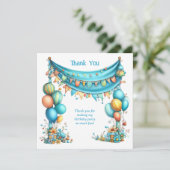 Whimsical Fun Teal Birthday Dankeskarte (Stehend Vorderseite)
