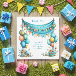 Whimsical Fun Teal Birthday  Dankeskarte
