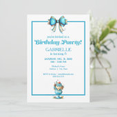 Whimsical Fun Teal Birthday Einladung (Stehend Vorderseite)