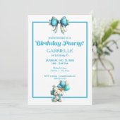 Whimsical Fun Teal Birthday  Einladung (Stehend Vorderseite)