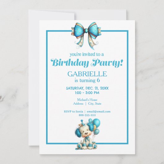Whimsical Fun Teal Birthday Einladung (Vorderseite)