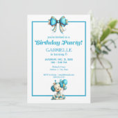Whimsical Fun Teal Birthday Einladung (Stehend Vorderseite)