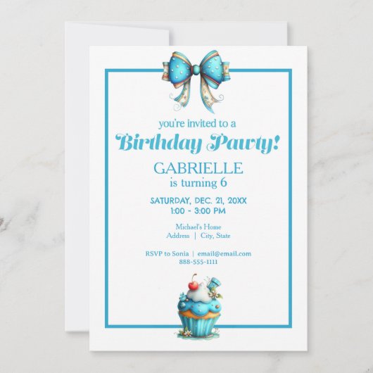 Whimsical Fun Teal Birthday  Einladung (Vorderseite)