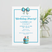 Whimsical Fun Teal Birthday Einladung (Stehend Vorderseite)