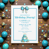 Whimsical Fun Teal Birthday Einladung