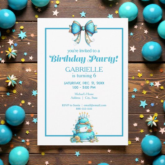 Whimsical Fun Teal Birthday Einladung
