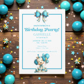 Whimsical Fun Teal Birthday  Einladung