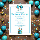 Whimsical Fun Teal Birthday  Einladung