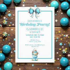 Whimsical Fun Teal Birthday  Einladung