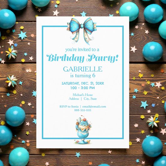 Whimsical Fun Teal Birthday Einladung