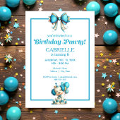 Whimsical Fun Teal Birthday  Einladung