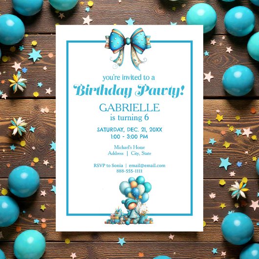 Whimsical Fun Teal Birthday  Einladung